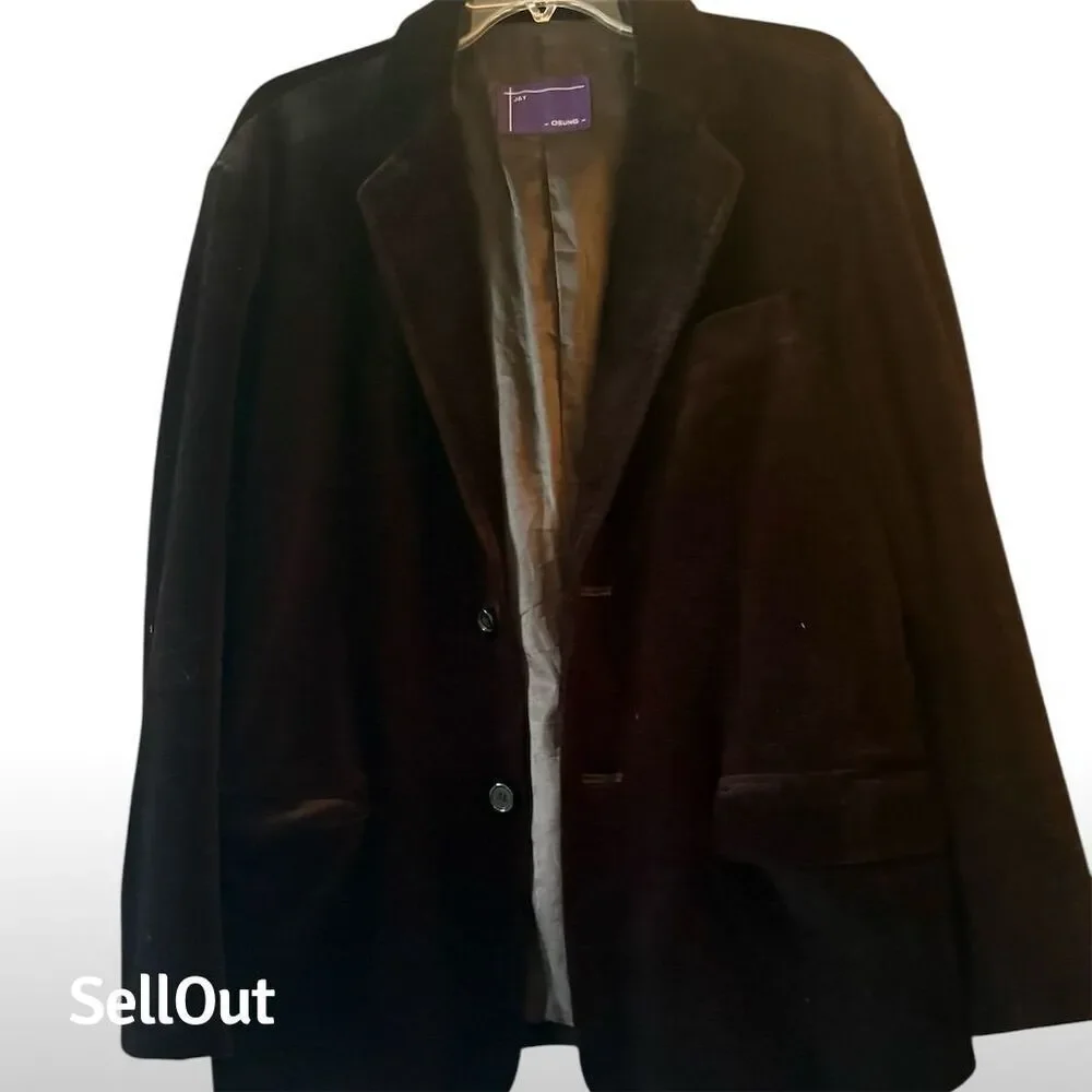 Men's Vintage Velvet Blazer Black Size M Formal